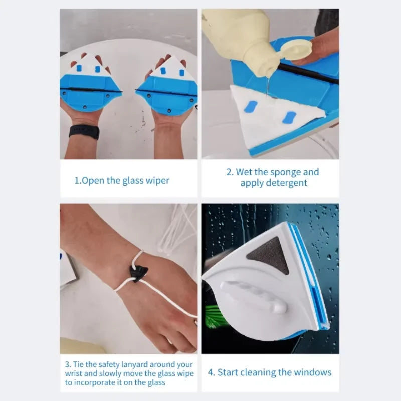 NUEVO Limpiacristales Magnético para Ventanas de Casa y Oficina Herramienta Automática de Descarga de Agua Limpiacristales de Doble Capa