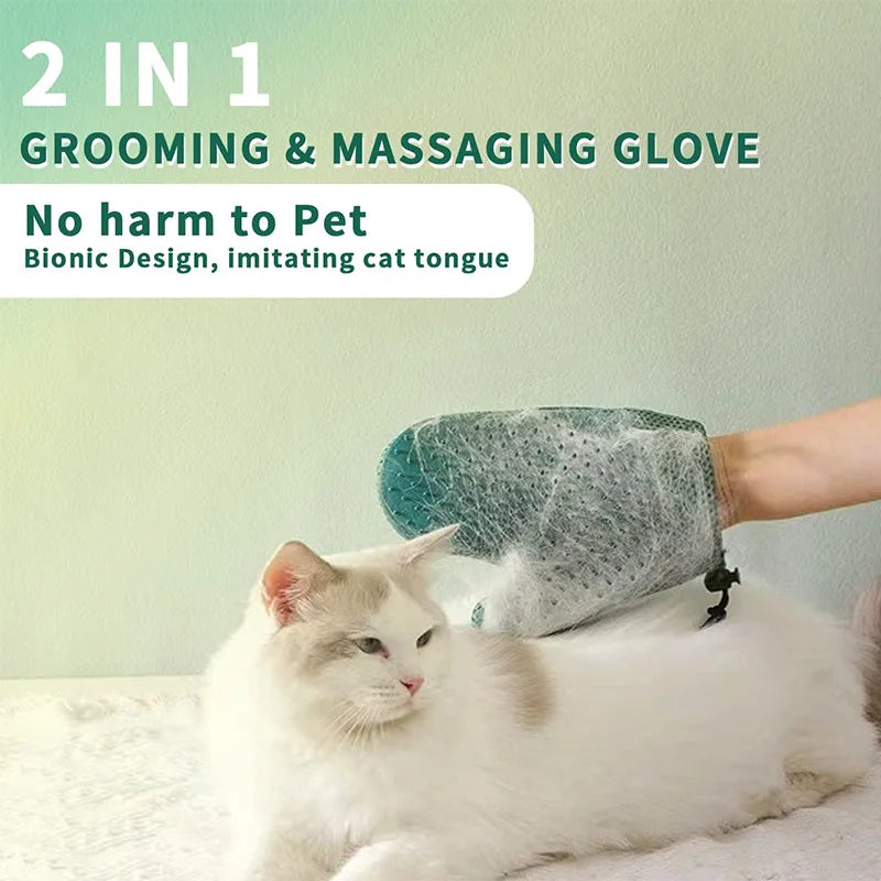 Gant de toilettage efficace pour animaux, éliminateur de poils pour chat et chien, outil de massage doux, brosse double face, sans stress, facile à laver à la main