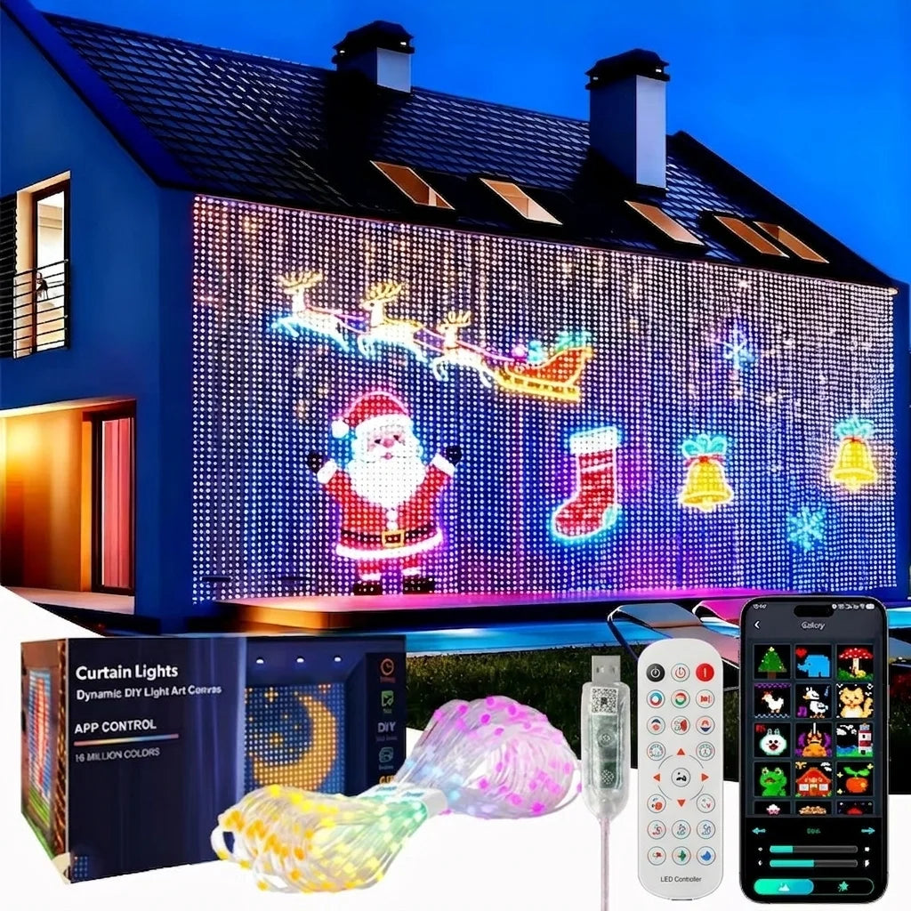 Smart LED Curtain Light APP Control RGB Dimmable DIY Pattern Music Ambient Lighting For Home Holiday Party Christmas Decoration