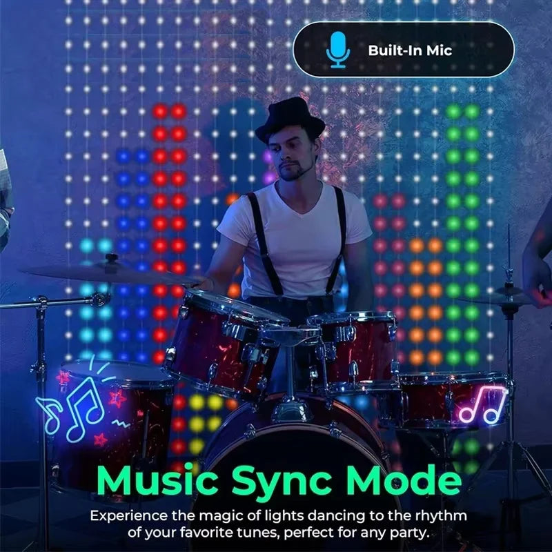 Smart LED Curtain Light APP Control RGB Dimmable DIY Pattern Music Ambient Lighting For Home Holiday Party Christmas Decoration
