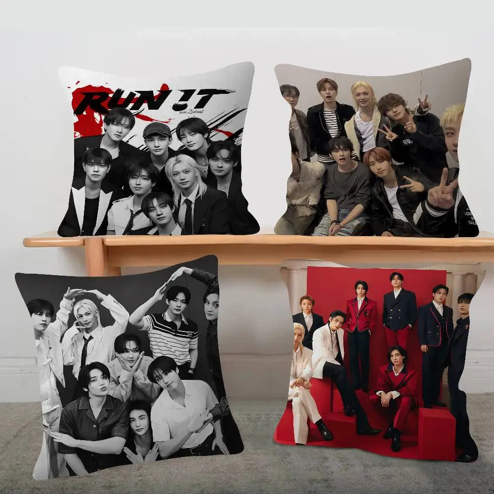 KPOP Stray Kids Cute Cartoon Two-dimensional Pillowcase Bedroom Sofa Cushion Cover Nap Pillow Cover