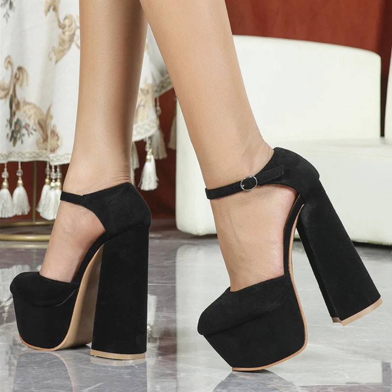 Scarpe Mary Jane donna Liyke nere con maxi plateau
