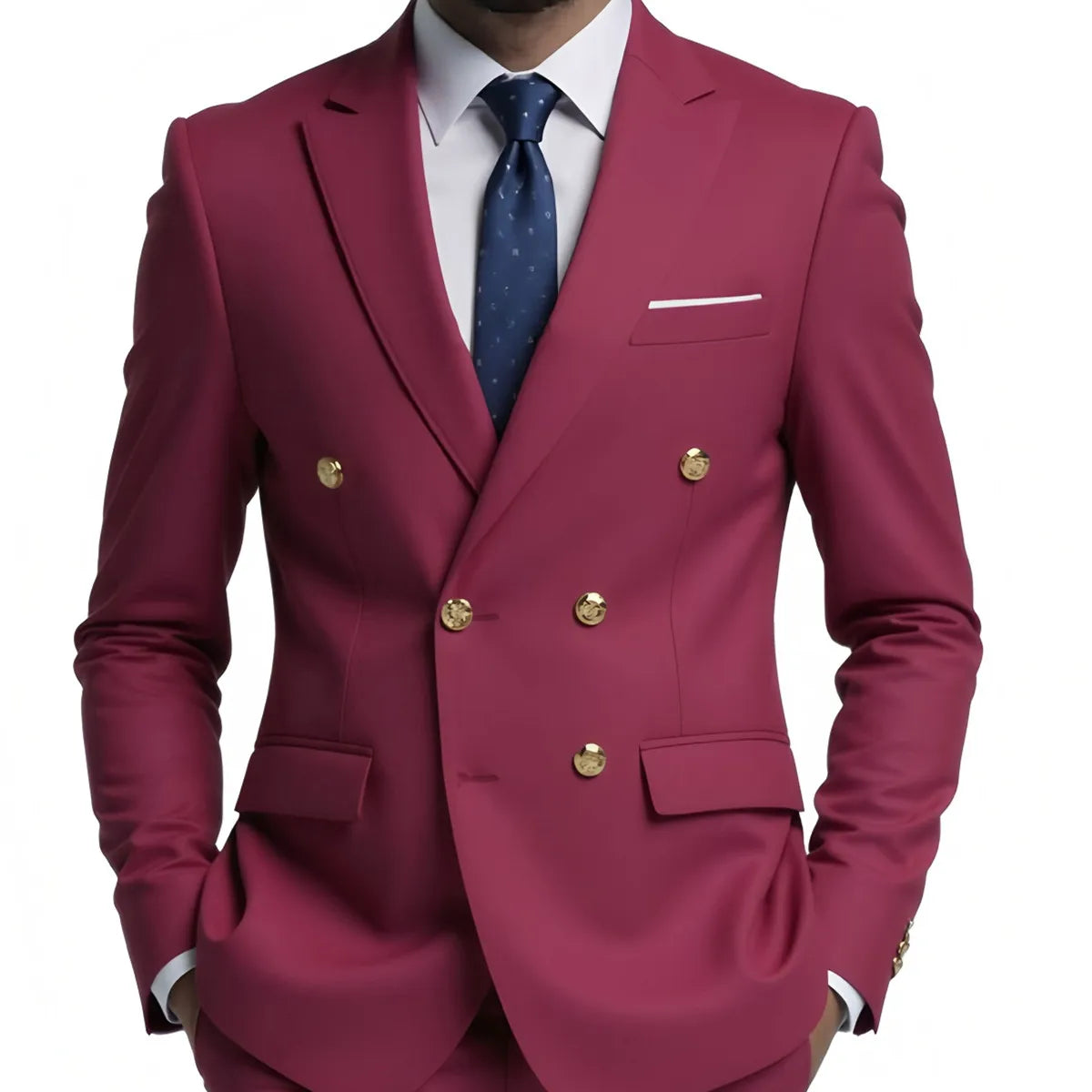 Business Men Suit Double Breasted Coat Jacket Blazer Tuxedos Tailored Peak Lapel Only Jacket