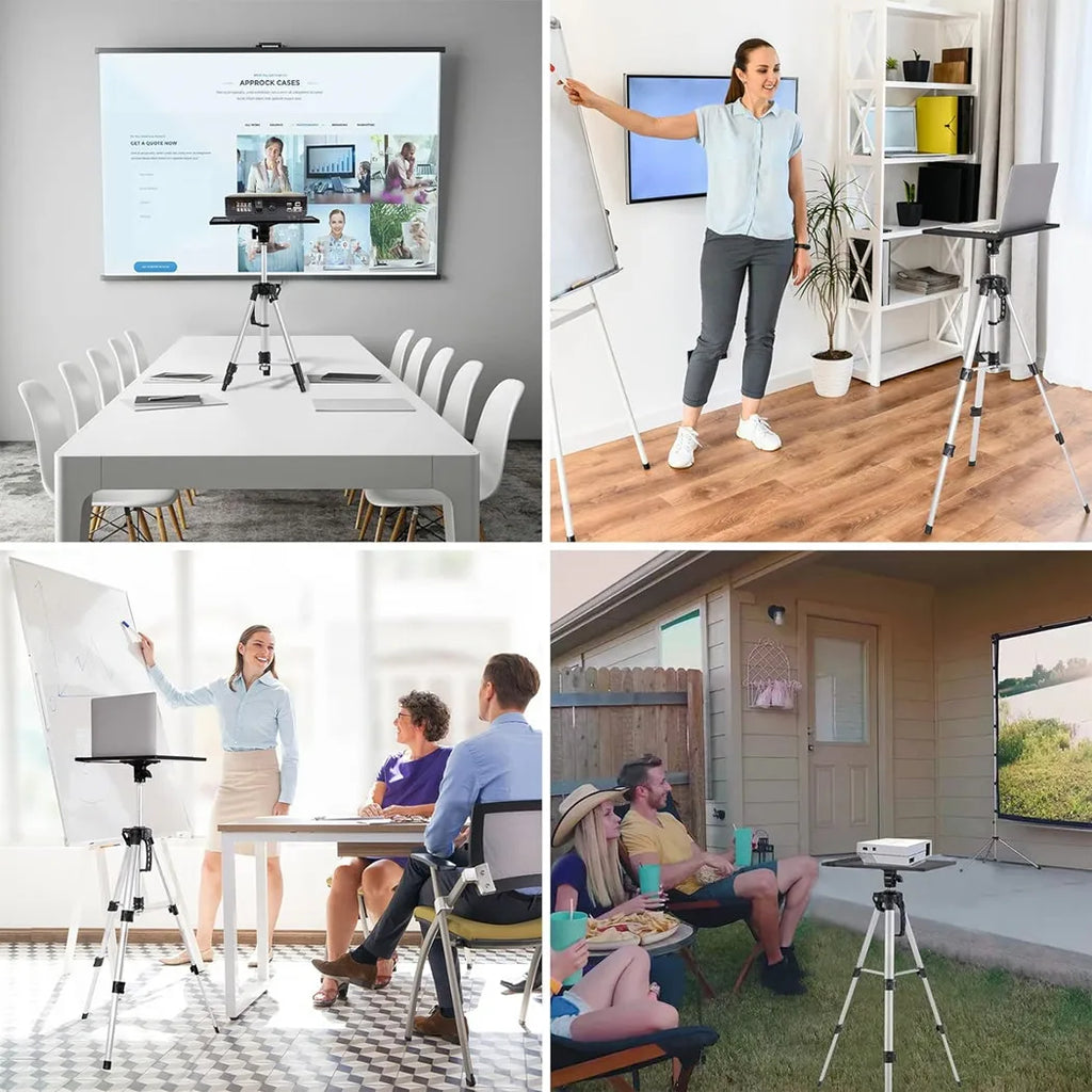 Support pour ordinateur portable pliable et réglable en hauteur, trépied pour projecteur en aluminium avec plateau et sac de transport