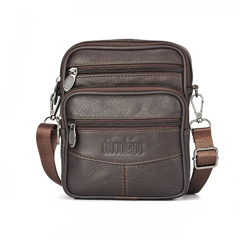 Men's New Genuine Leather Crossbody Bag Vertical Trendy Multifunctional Shoulder Bag Briefcase Casual Travel Messenger Bag