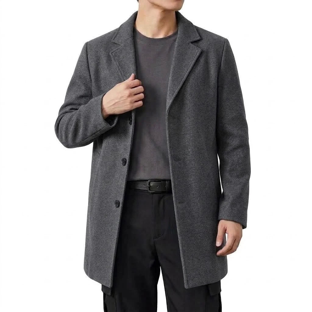 Autumn Men's Classic Overcoat Slim Fit Lapel Winter Trench Coat Elegant Business Casual Single Breasted Long Coat Windbreaker