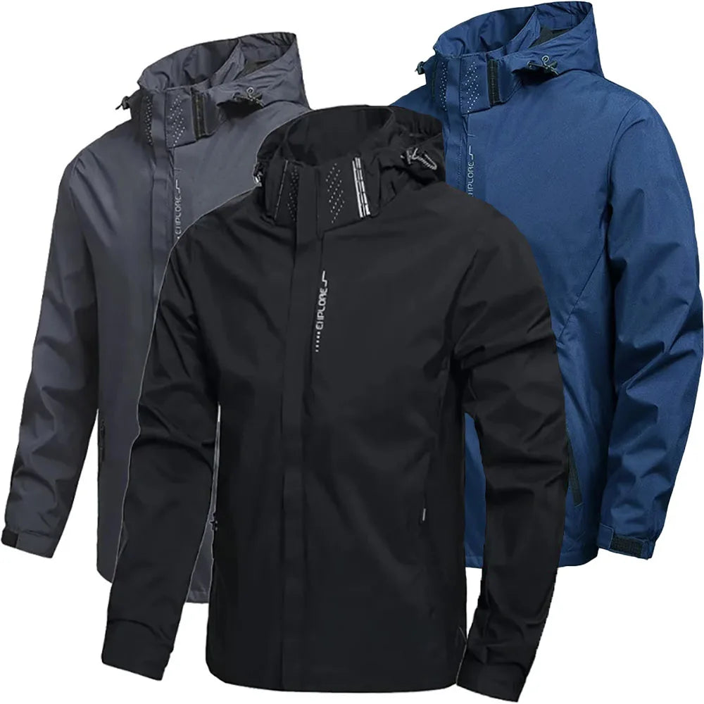 Men's Zipper Jacket Outdoor Hooded Zipper Windbreaker Waterproof Fashion Slim Fit Punching Jackets Climbing Hiking Outerwear