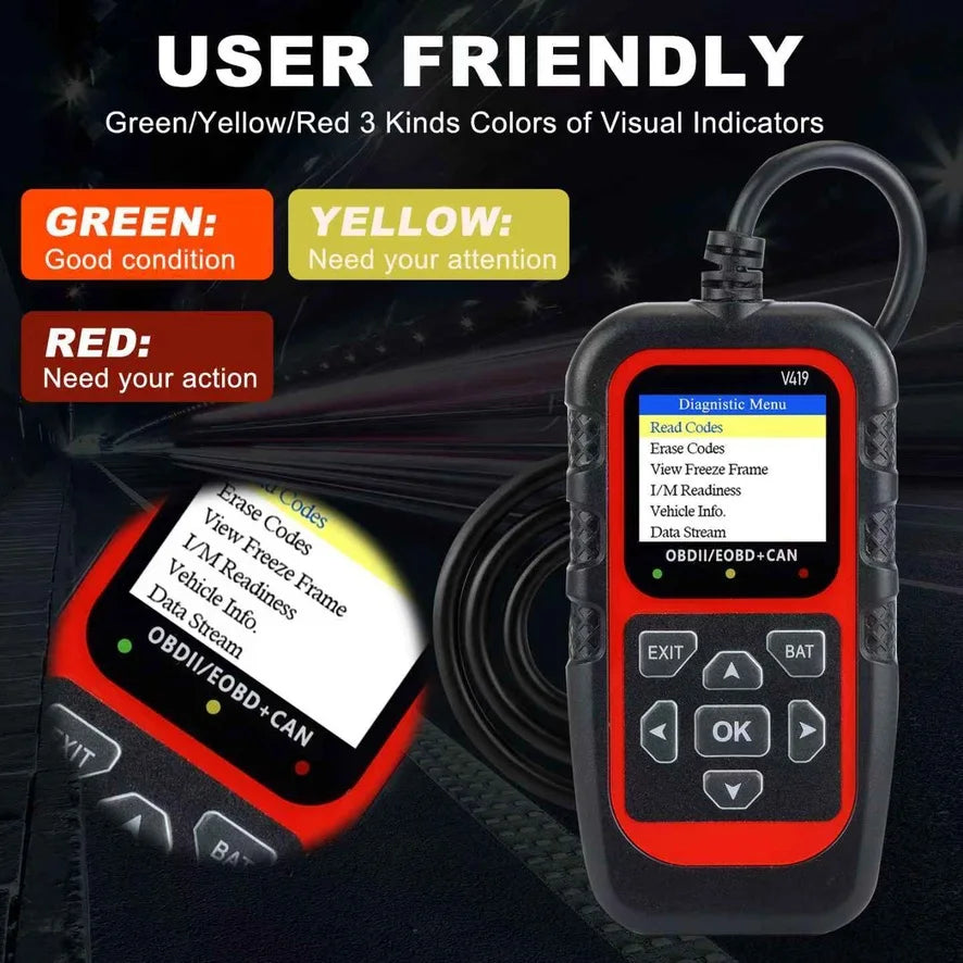 V419 Car Diagnostic Tool Automotive OBD2 Scanner Check Engine Code Reader