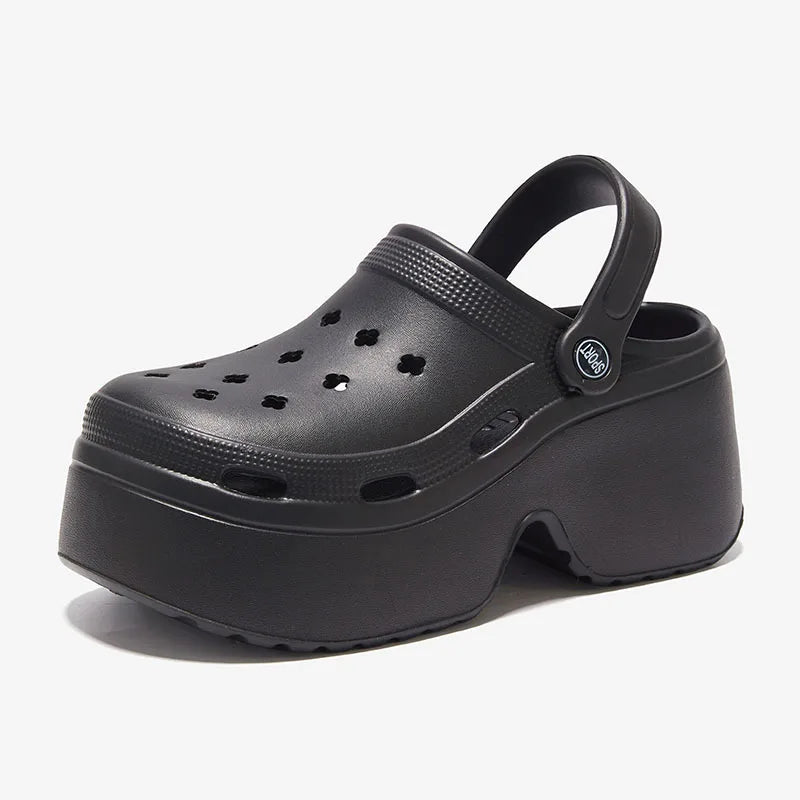 Sandalias de mujer con plataforma de 9 cm, novedad verano 2024, chanclas de tacón alto con suela blanda, zapatos de playa y jardín para exterior, impermeables y con agujeros