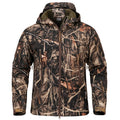 Chaqueta táctica de camuflaje de softshell silencioso para hombre, cortavientos, cálida, de forro polar, para caza, senderismo al aire libre, pesca, con capucha