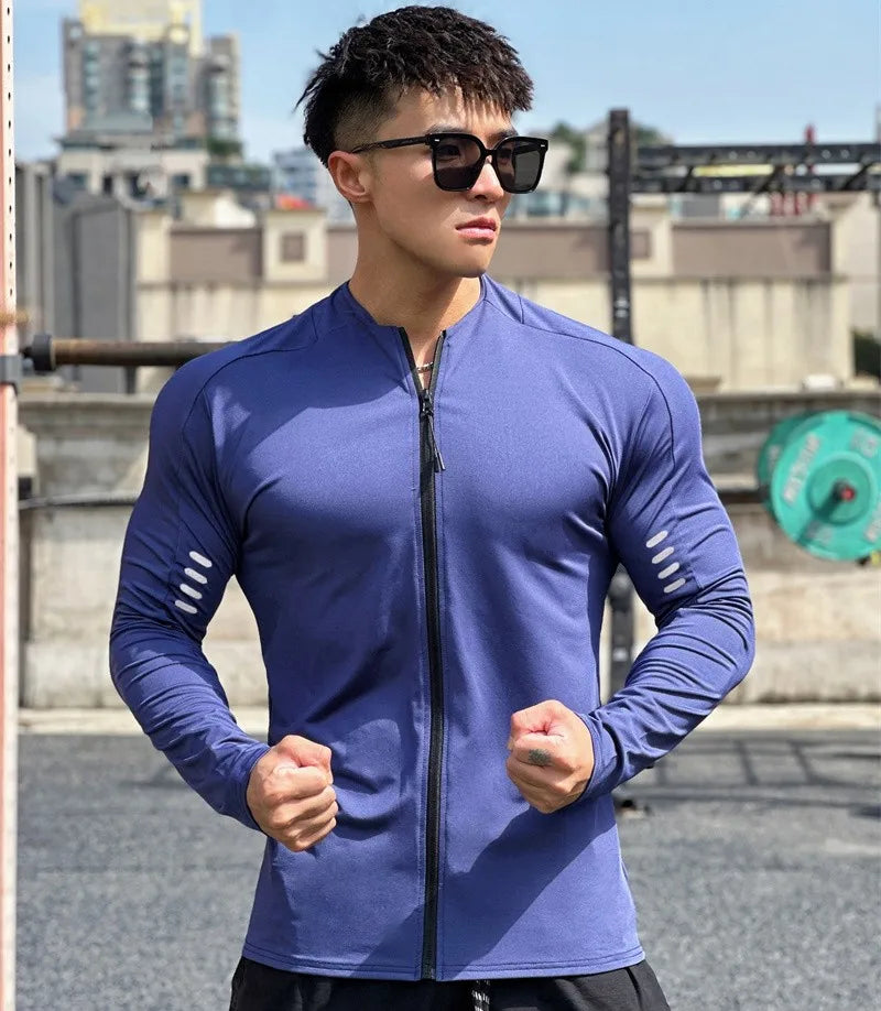 Sports hoodie men's, long sleeve, zip
