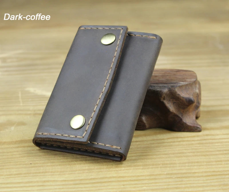 Luxury Handmade Crazy Horse Genuine Leather Card Holder Men Card ID Holders Women Business Card Wallet Card Case Purse Bag Gift