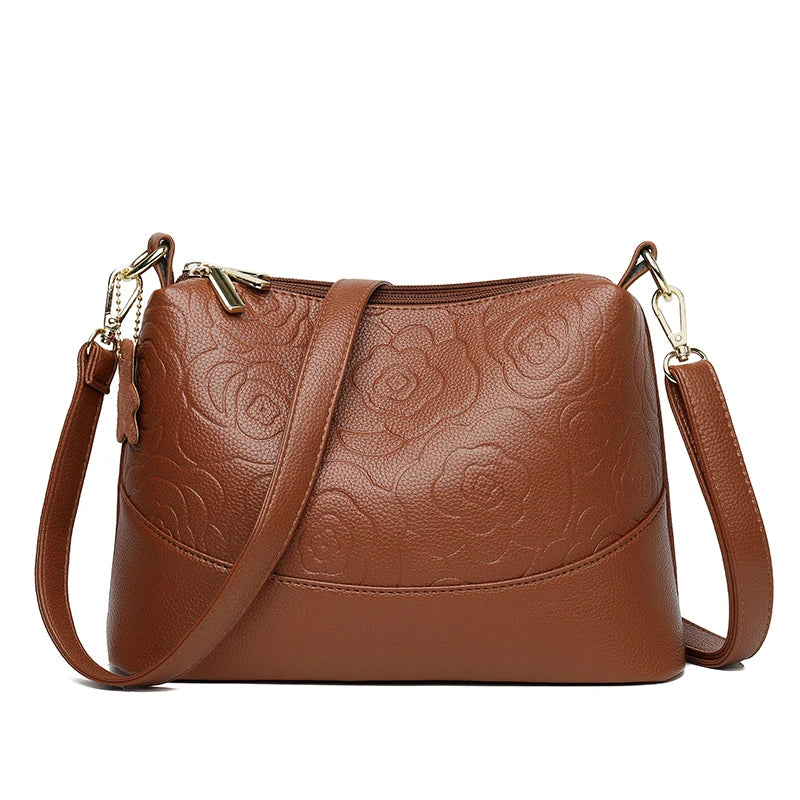 New Solid Genuine Leather Handbag Designer Top Handle Bag Large Capacity Women Messenger Shoulder Bags Luxury Cowhide Female Sac