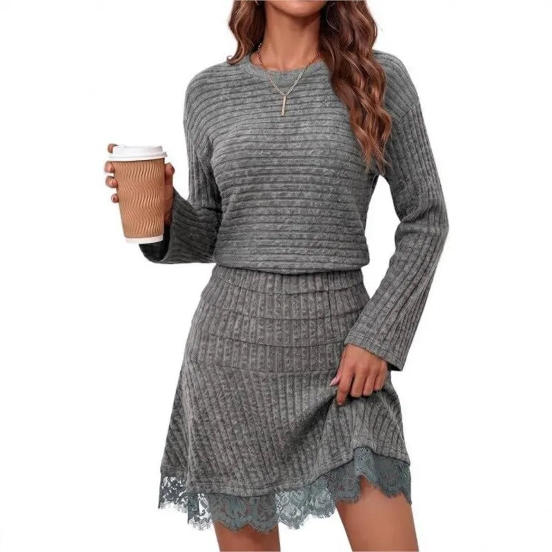 Completo donna a due pezzi con top e gonna in pizzo — immagine 1