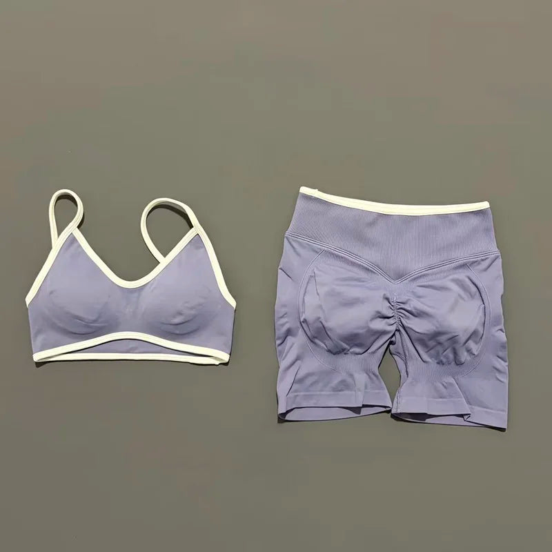 Ensemble yoga femme, 2 pièces, haut et short