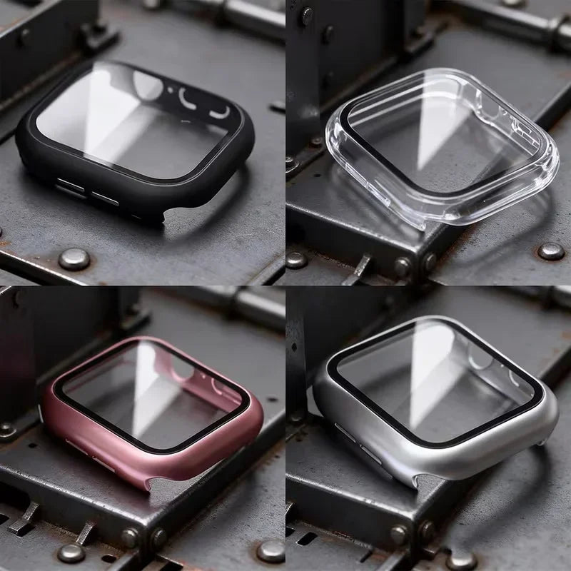 For Apple Watch Series 12 11 10 9 8 7 SE 6 Tempered Glass+Case 41 44mm 40 45mm 42 46mm Screen Protector Cover iWatch accessories