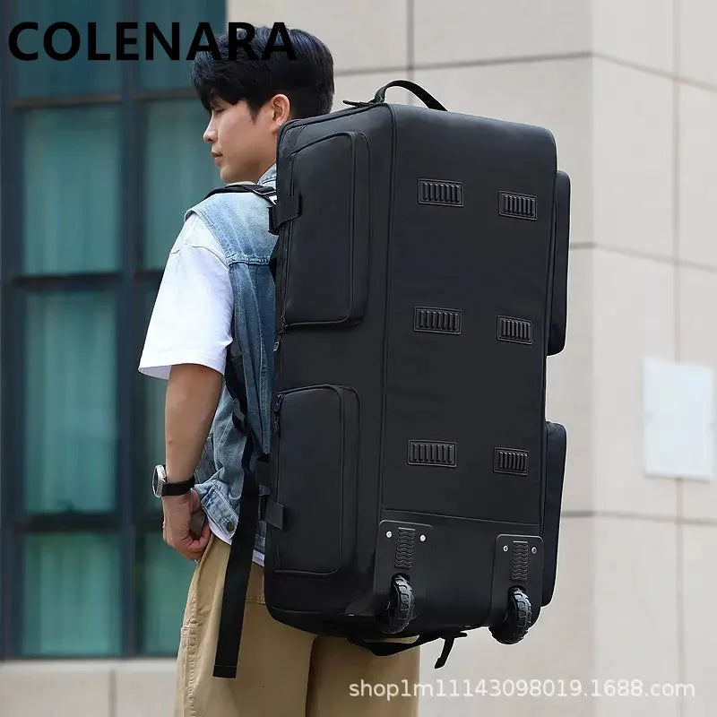 COLENARA New Oversized Travel Backpack Hand-held Folding Wheel Luggage Bag Outdoor Equipment Bag Multifunctional Tow Checked Bag