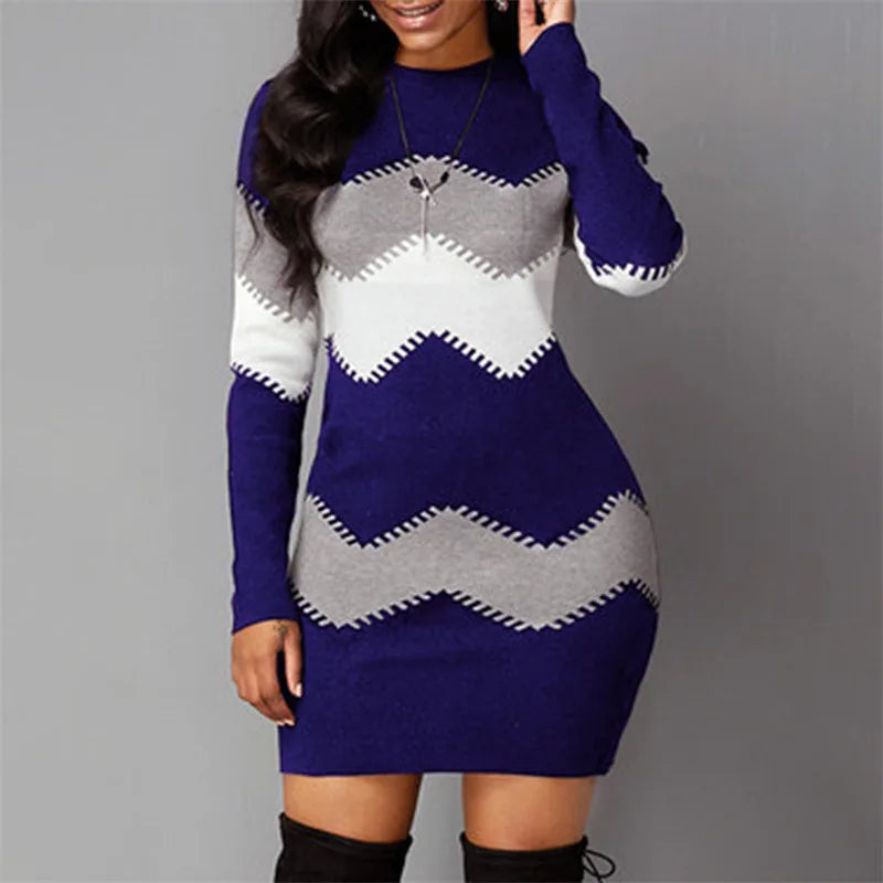Damen-Strick-Minikleid mit Rollkragen