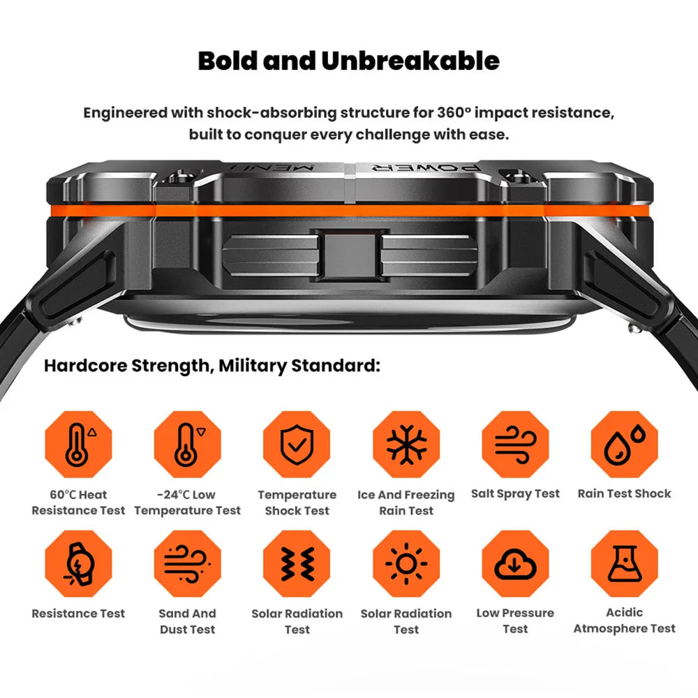 Mens Military T REX 3 Smartwatch 1.73" AMOLED Compass BT Call 1ATM Waterproof Wrist Sport Smart Watches for Man IOS Android 2026
