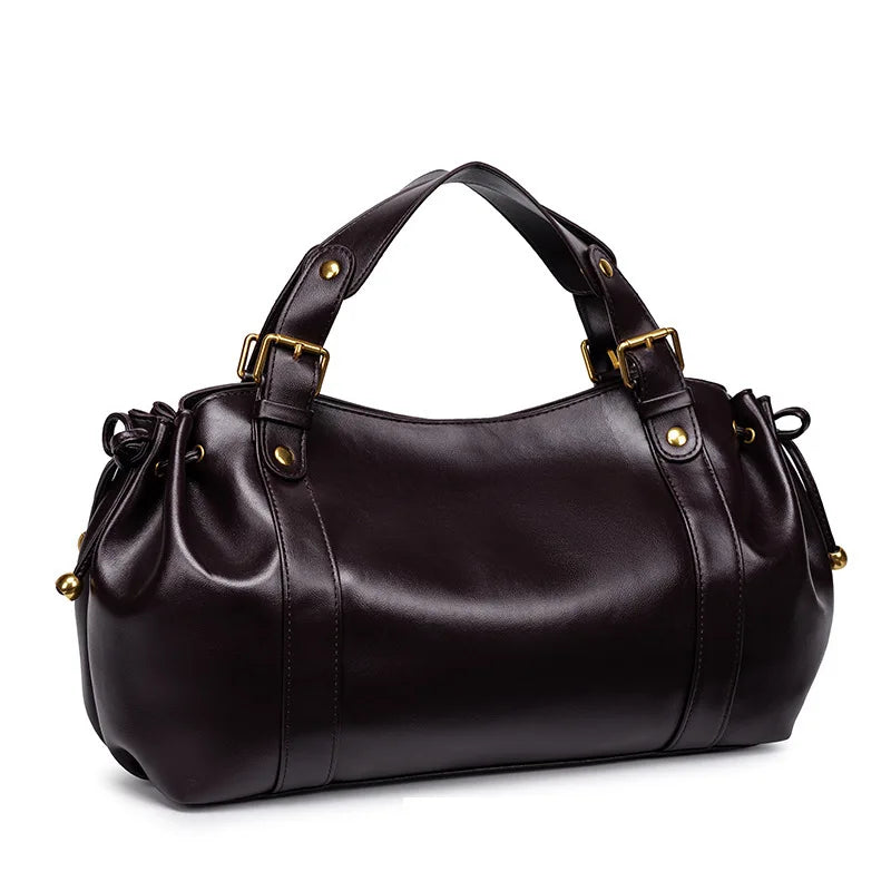 Fashion Large Capacity Ruched Tote Bag Designer Drawsting Women Handbags Luxury Soft Pu Commuter Bags 2026 Trend City Bag