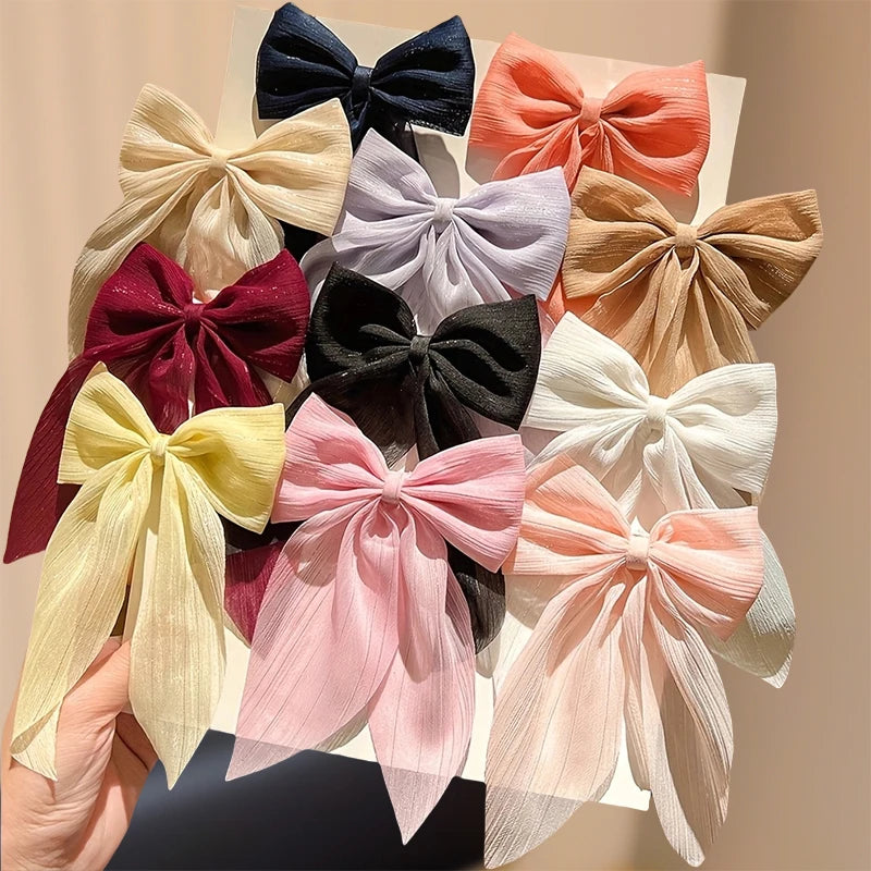Lot de 11 barrettes à nœud en ruban – Cadeau adorable pour les filles, accessoires élégants pour cheveux à porter au quotidien, indispensables en toute saison