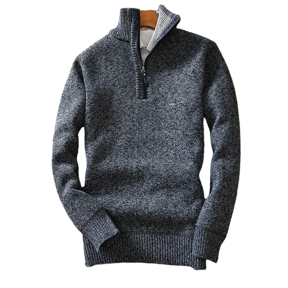 Autumn Winter Men Fleece Knitting Sweaters Jackets Slim Fit Warm Zipper Pullovers Thick Sweater Coat Male Trendy Streetwear