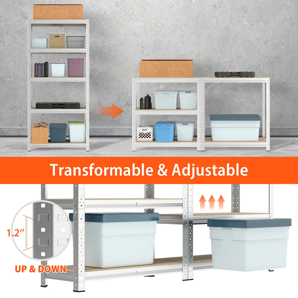 Étagère DayPlus pour rangement dans garage et remise, étagère à 5 niveaux, rayonnage sans boulons, unité d’étagères réglable et autoportante pour atelier
