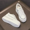 Freizeit-Sneaker für Damen mit Plateau, versteckter Absatz, Schnürschuhe, vulkanisierte Damenschuhe, atmungsaktive Lederschuhe, bequeme Damenschuhe