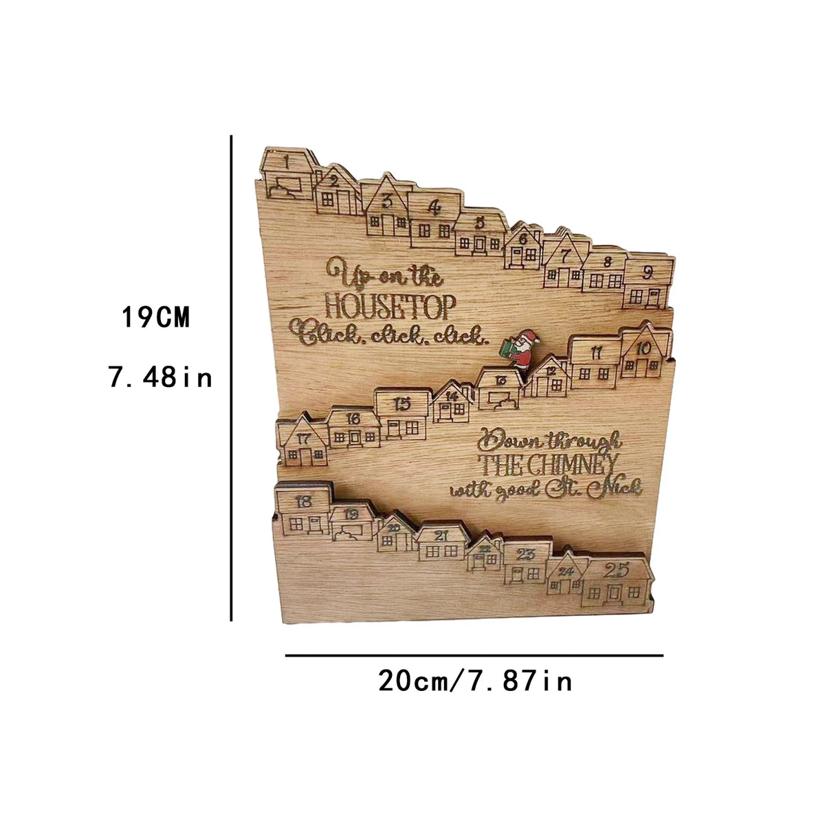 Calendario de Adviento navideño de madera para decorar el escritorio, el hogar, la sala de estar o la fiesta navideña