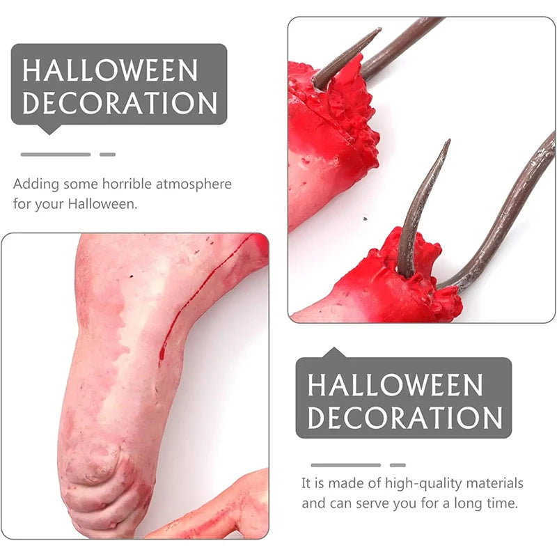 Décorations d'Halloween tête, mains et pieds suspendus par des chaînes, accessoires d'horreur pour extérieur, maison hantée, salle secrète et décor d'Halloween