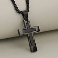 HNSP 316L Stainless Steel Inlay Cross Necklace For Men Women PVD Cross Pendant With Box Chain Waterproof Fashion Jewelry Gift