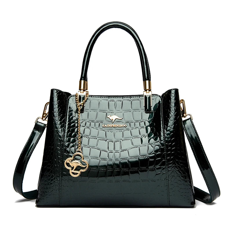 Luxury Patent Leather Crossbody Bags Women Crocodile Pattern Sac 2026 Large Capacity Ladies Shoulder Tote Bags Designer Purse