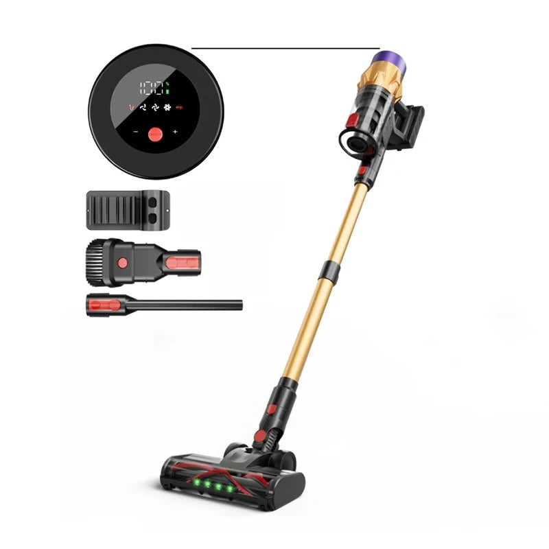 Kabelloser Staubsauger 50KPa 550W Stielstaubsauger mit herausnehmbarem Akku, 45Min Laufzeit, LED-Touchscreen für Tierhaare Teppich Boden