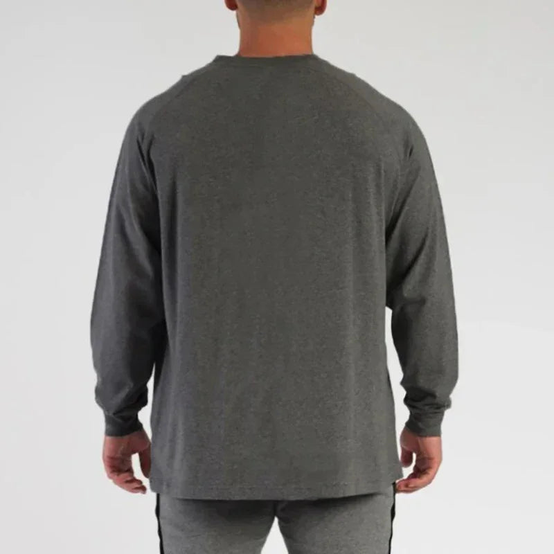 T-shirt uomo in cotone a maniche lunghe, ampia