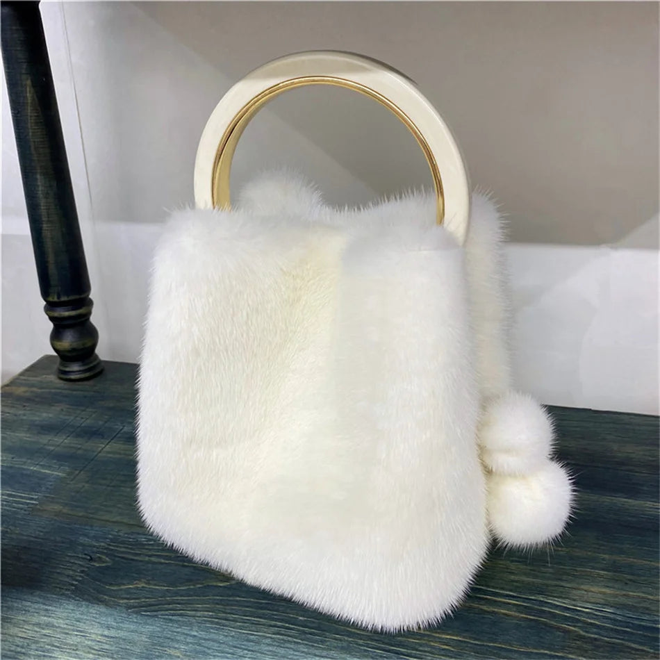 Luxury Designer Handbags Bag Mink Fur Bags for Women Square Bag Shoulder Bags Woman Luxury 2026 Ladies Hand Bag Women's Bag