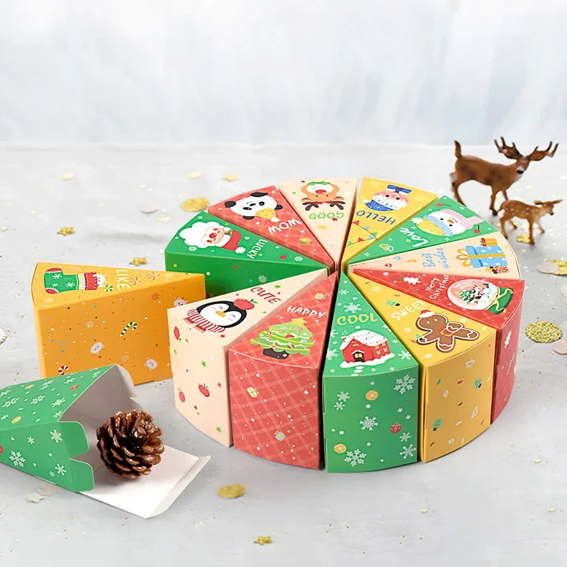 5 Lots of 60 Christmas Candy Boxes in Cake Shapes, DIY Funny 12-Day Christmas Countdown Surprise Gift Boxes for Xmas Party Supplies