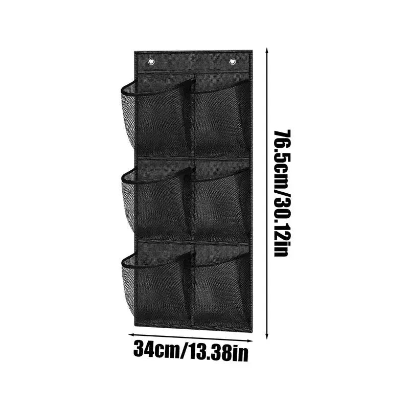 Bolsa de almacenamiento para colgar en la pared con 6 compartimentos, organizador de zapatos de malla para puerta, cesta y bolsillos de almacenamiento para colgar en el armario