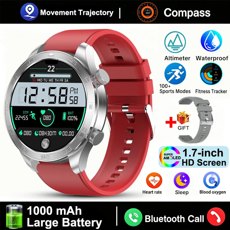 Smartwatch sportivo AMOLED da 1,7″ con chiamate Bluetooth
