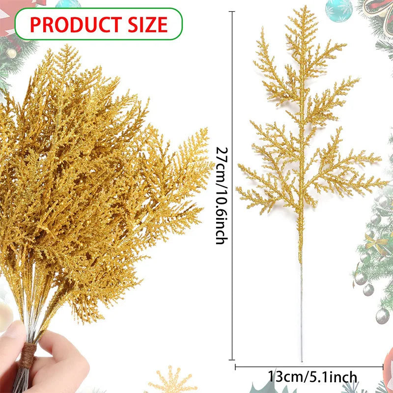 Christmas Decoration Glitter Branches and Berries Artificial Flower Bouquet, Christmas Tree Ornaments for the Home, New Year 2025 Navidad