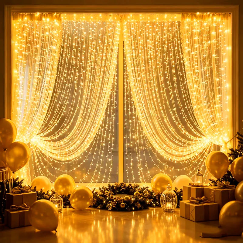 Christmas Lights LED Fairy String Curtain Lights 8 Mode Remote USB Festoon Christmas Decor For Home Holiday New Year Lamp