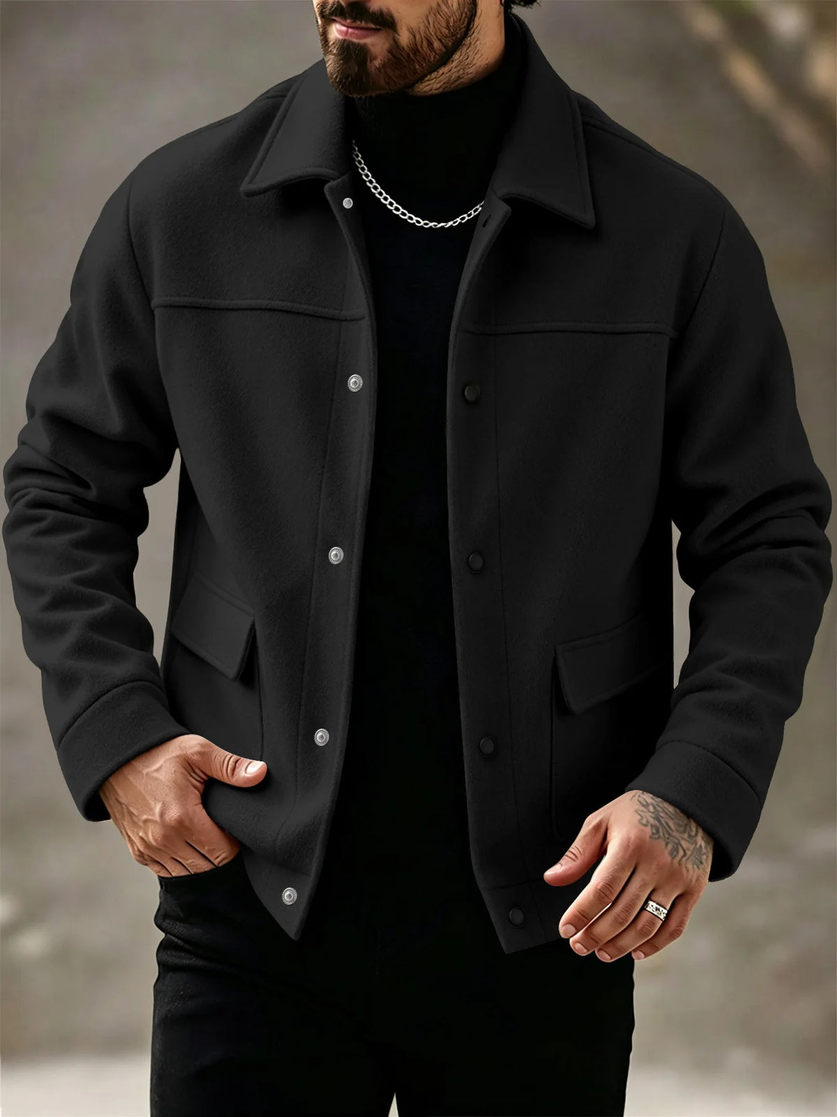 2026 Men's Autumn/Winter New Men's Fashion Double Pocket Wool Jacket Coat Men
