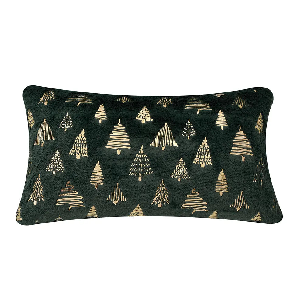 Christmas Foil-Print Decorative Cushion Cover, Plush Soft Pillowcase for the Living Room, Sofa, or Bedroom, 30 × 50 cm Throw Pillow Cover