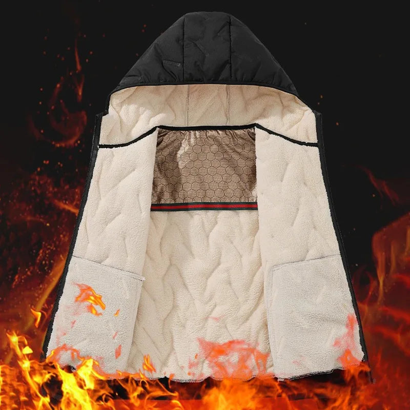 Autumn Winter Men's Hooded Parka Warm Windproof Padded Coats Casual Outdoor Skiing Fleece Jacket Male Fashion Thicken Coat