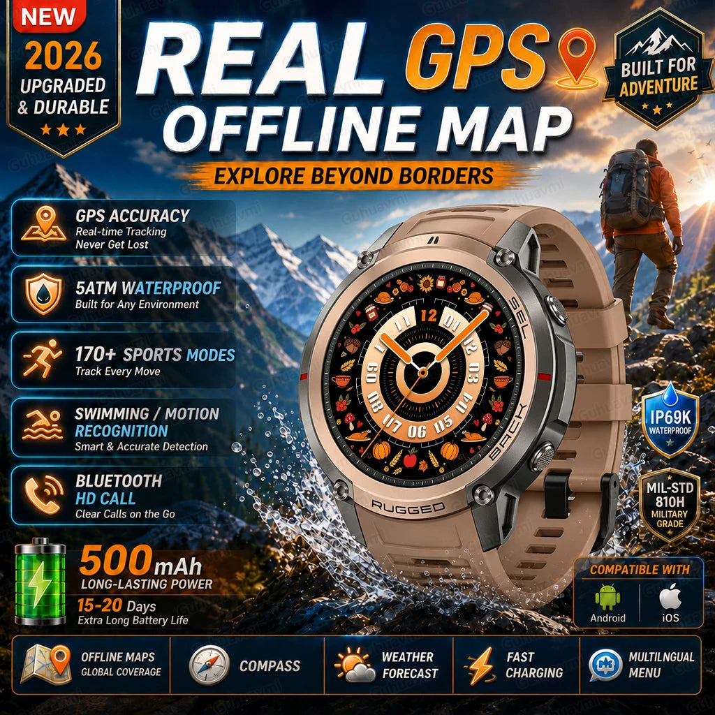 GPS Watch Professional Sport Smart Watch with Offline Map health Control Waterproof GPS Six-star positioning Tracking SmartWatch