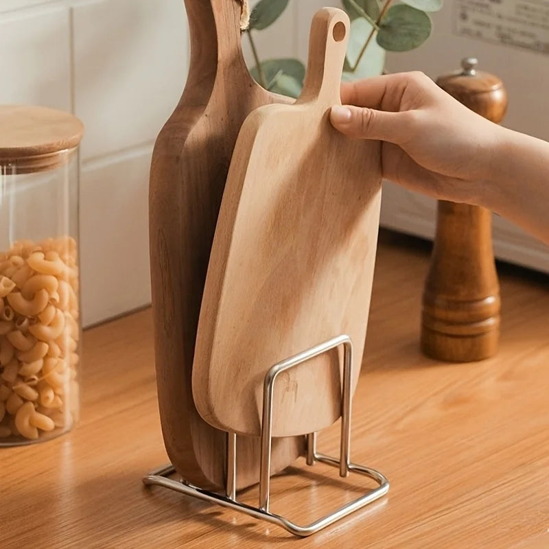1 pz. Organizer salvaspazio combinato per coperchi e taglieri in acciaio inox - Supporto robusto da appoggio, organizer per cucina