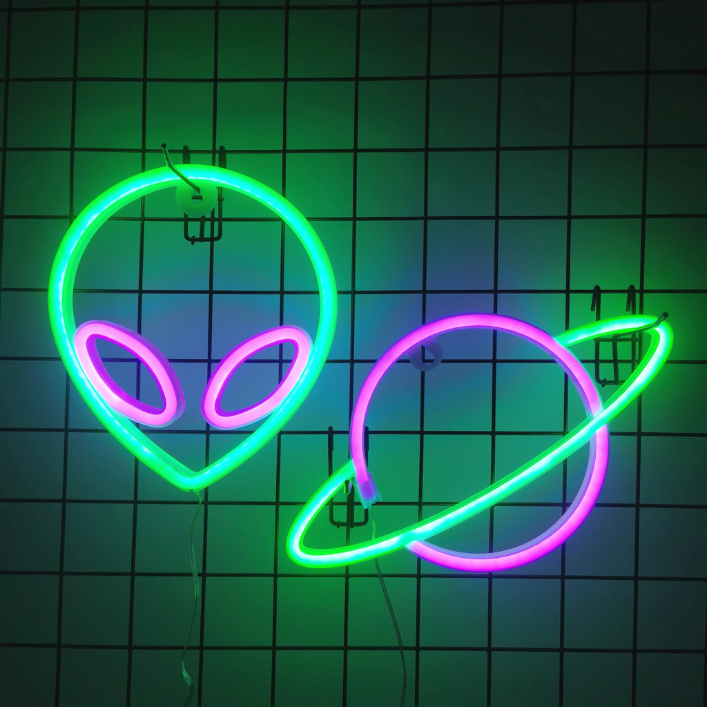 Décoration murale néon LED chauve-souris d'Halloween pour cadeau de fête - Ambiance terrifiante - Alimentation USB ou par piles
