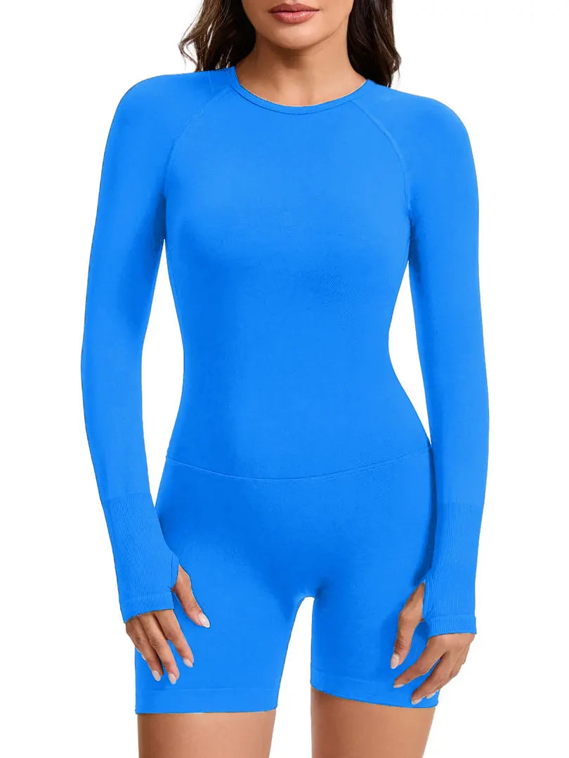 Sportoverall für Damen, langärmelig, offener Rücken