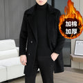Business Casual Men's Top Mid-Length Woolen Coats 2026 Winter Warm Wool Overcoat Outwear Cotton-Thicken Liner Windbreaker Jacket