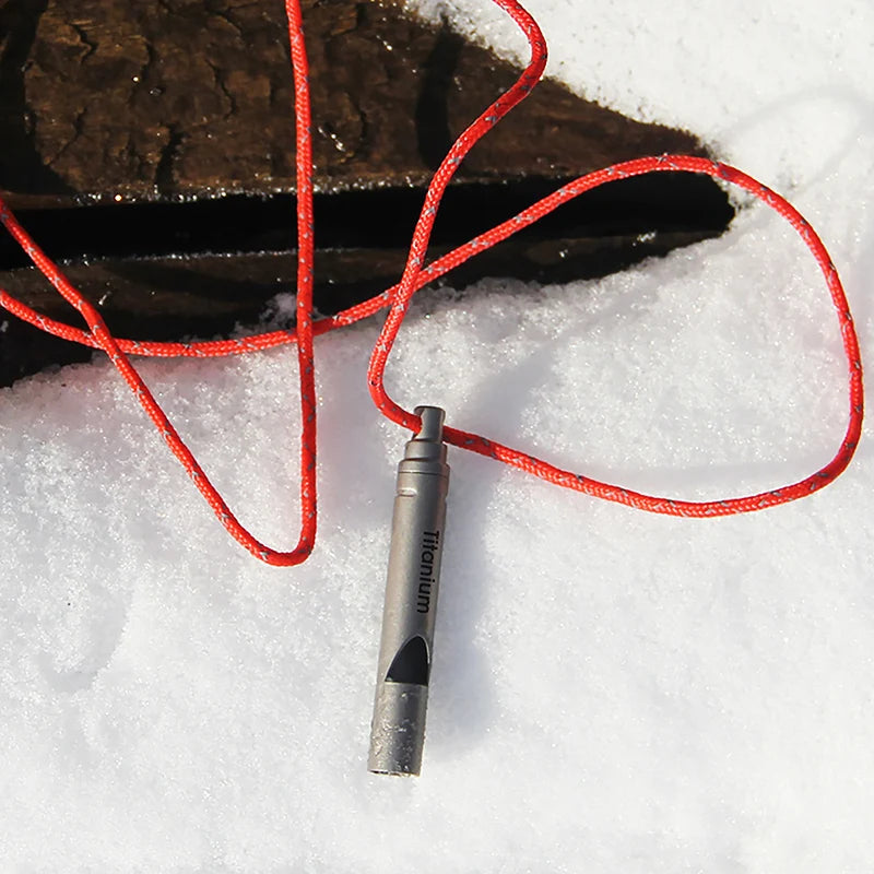 Tiartisan Titanium Emergency Whistle With Lanyard Outdoor Camping Exploring Portable Loud Survival Whistle Ultralight Edc Tools