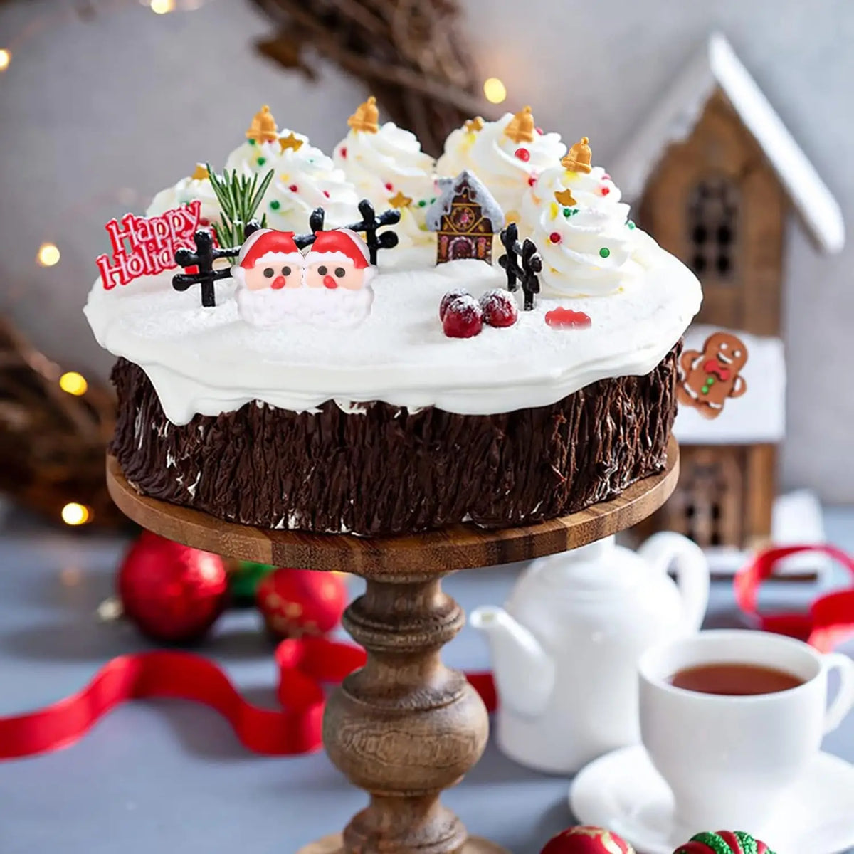 Mezcla de chispas navideñas, árbol de Navidad, Papá Noel, fideos de azúcar navideños, chispas rojas y verdes para decorar galletas